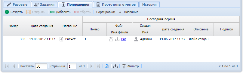 Модуль «Наряд». Вкладка «Приложения»