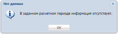 Уведомление об отсутствии данных в выбранном расчетном периоде