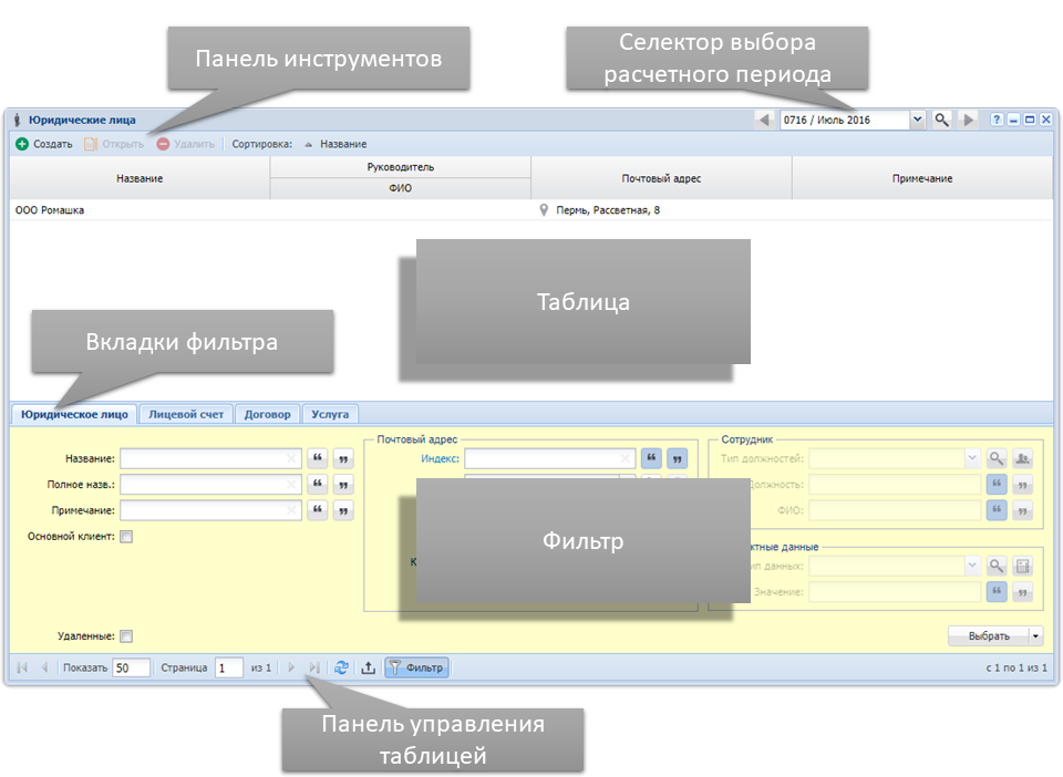 Поисковый модуль «Юридические лица»